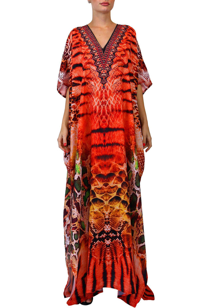 boho kaftan, formal kaftan, summer caftans, tropical kaftan, Colors of Fashion,