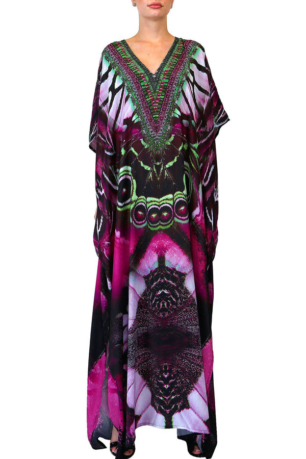 Purple Sequin Long Kaftan