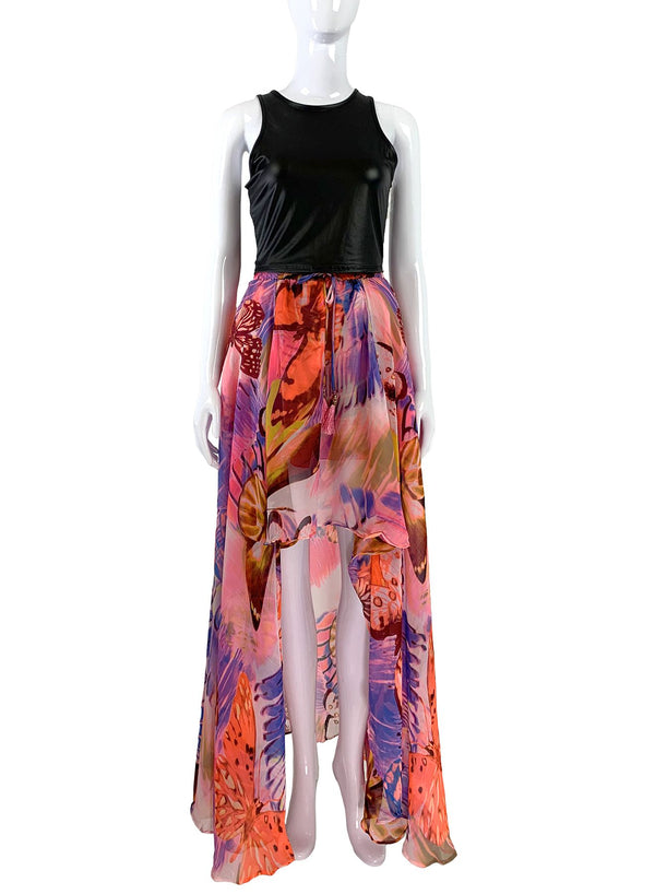 Butterfly Print Long Skirt